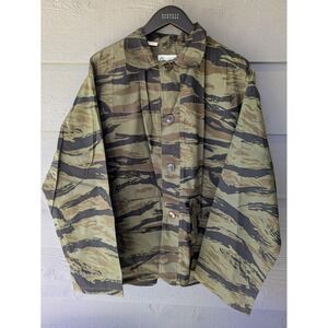 Vintage Chief Jacket Mens Medium Tiger Camo Green Water Repellent Military 60s